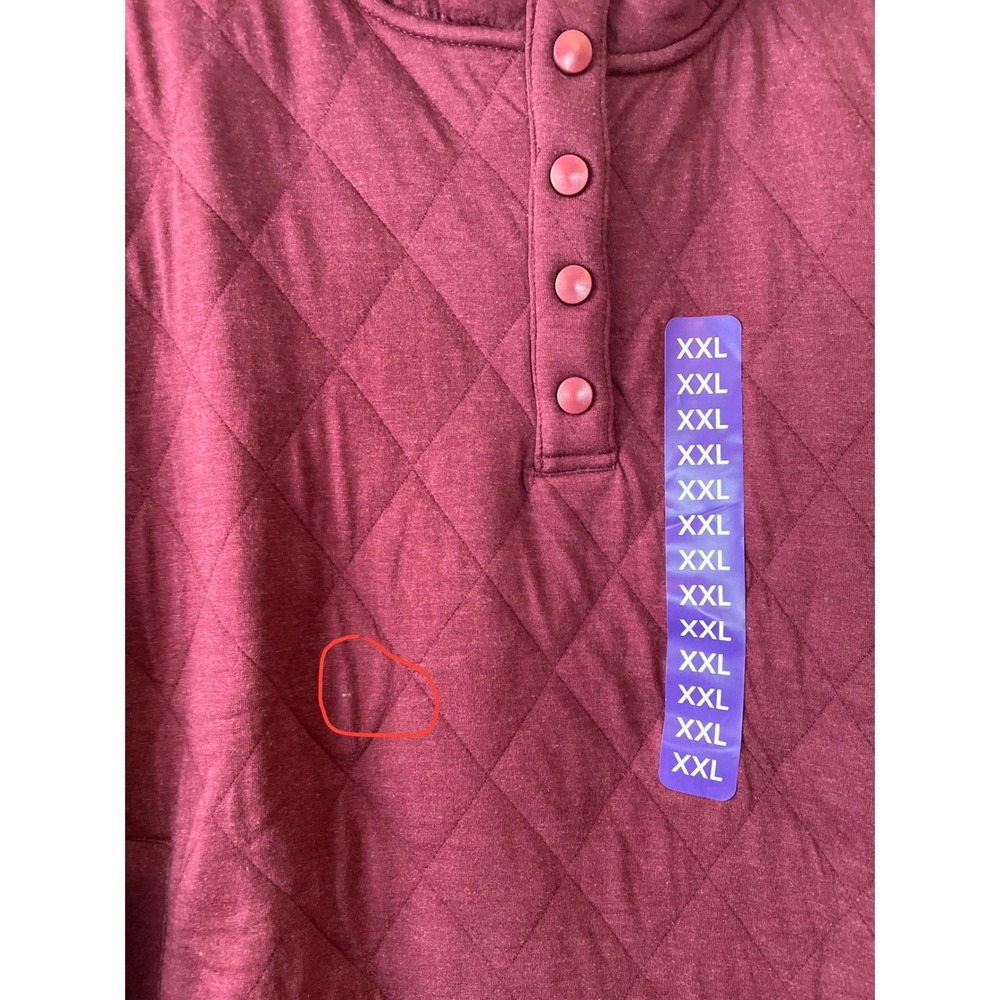 Lands' End Quilted Pullover Hoodie Women's XXL Burgundy Snap Neck Top FlawNew‎ - Picture 2 of 11